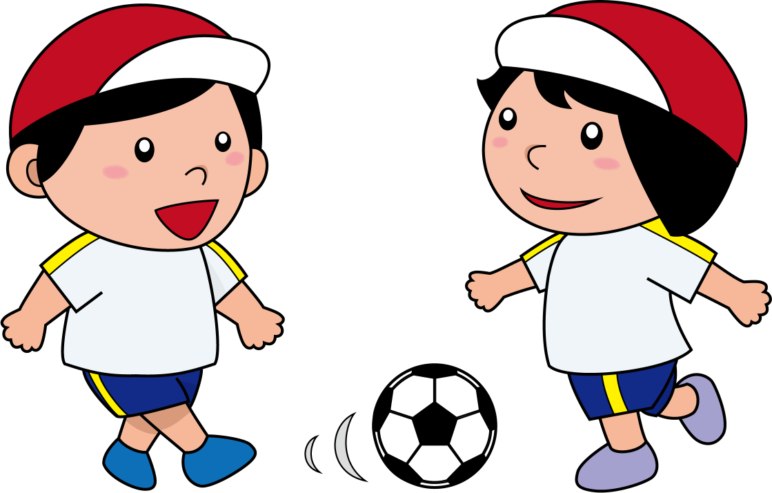 体育No21サッカーボールを蹴りあう子どもイラスト