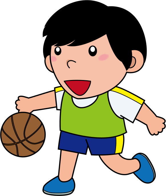イラストポップ 学校のイラスト 体育no25バスケットボールをドリブルする子どもの無料素材
