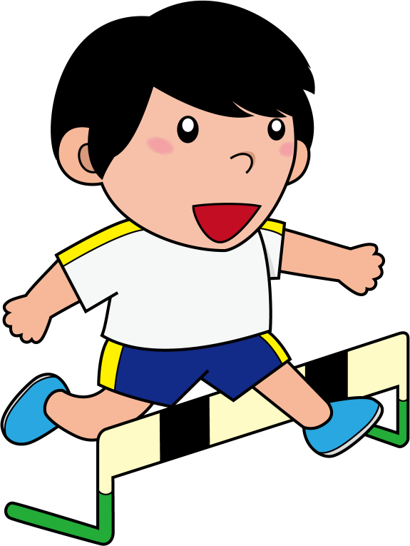 イラストポップ 学校のイラスト 体育2no12ハードルを跳び越える男の子の無料素材