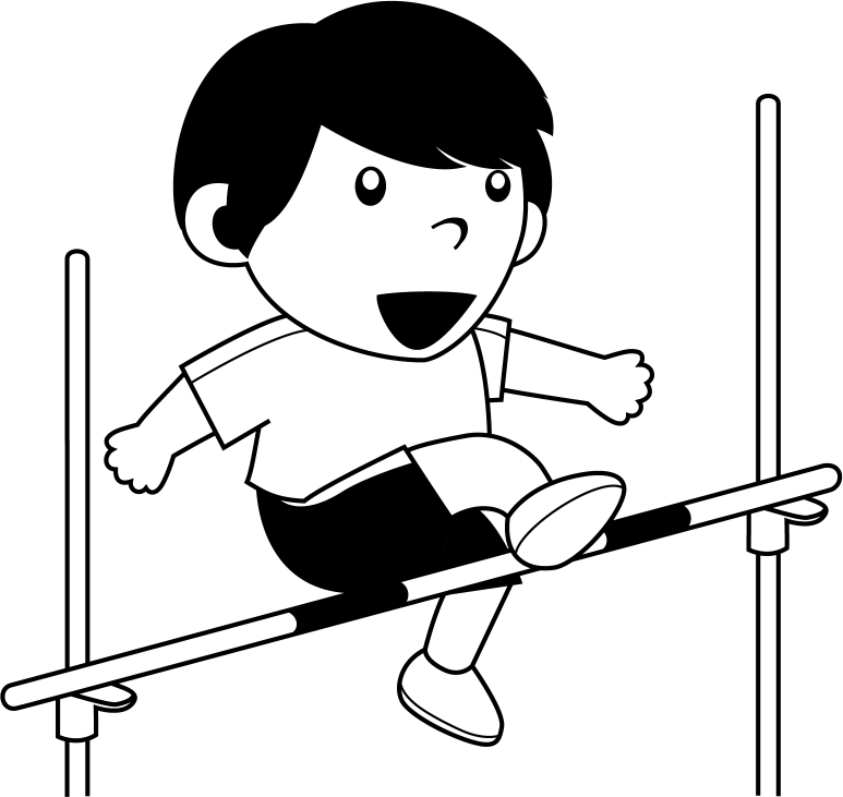 体育2No15高跳びのバーを跳び越える男の子イラスト