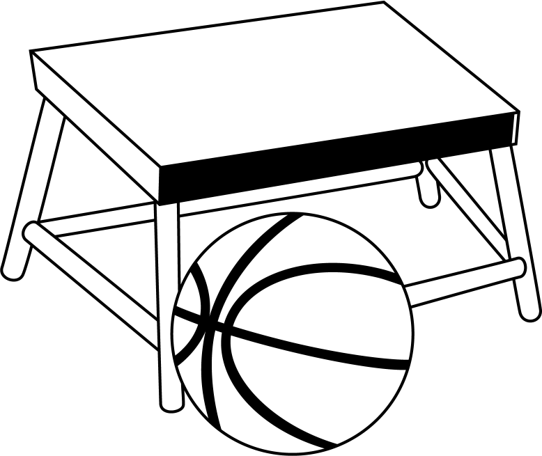 イラストポップ 学校のイラスト 体育2no29ポートボール台とバスケットボールの無料素材