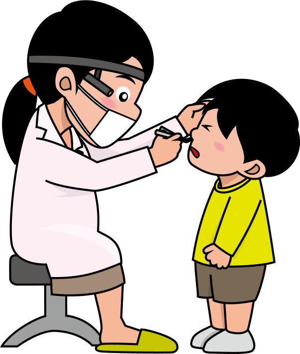 イラストポップ 学校のイラスト 保健行事no17鼻を調べる耳鼻科の先生の無料素材