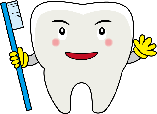 イラストポップ 学校のイラスト 保健行事no29歯ブラシを持つ歯のキャラクターで表した歯磨き指導の無料素材