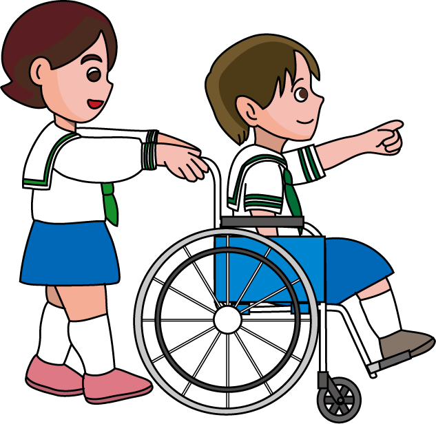 イラストポップ 学校のイラスト 総合学習no23車椅子体験の無料素材