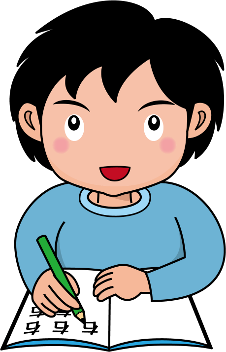 イラストポップ 学校のイラスト 国語no06漢字をノートに書き取る男の子の無料素材