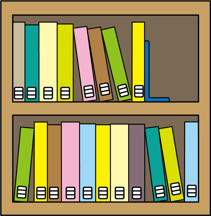 イラストポップ 学校のイラスト 国語no21図書室の本棚の無料素材