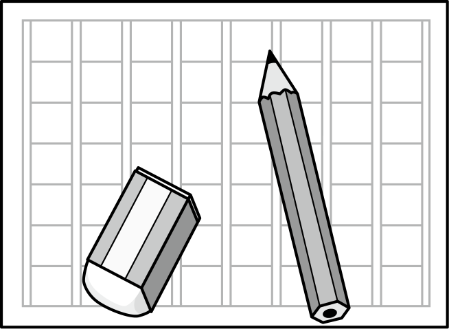 イラストポップ 学校のイラスト 国語no10原稿用紙の上の鉛筆と消しゴムの無料素材