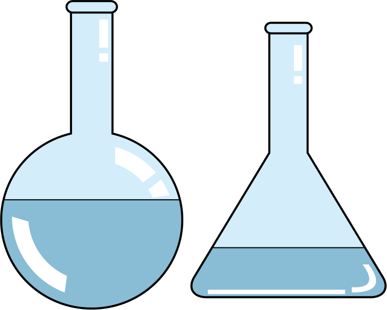 理科No03丸底フラスコと三角フラスコイラスト