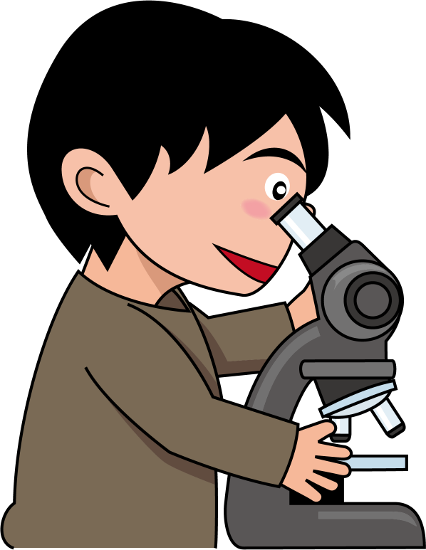 イラストポップ 学校のイラスト 理科no06顕微鏡をのぞく男の子の無料素材