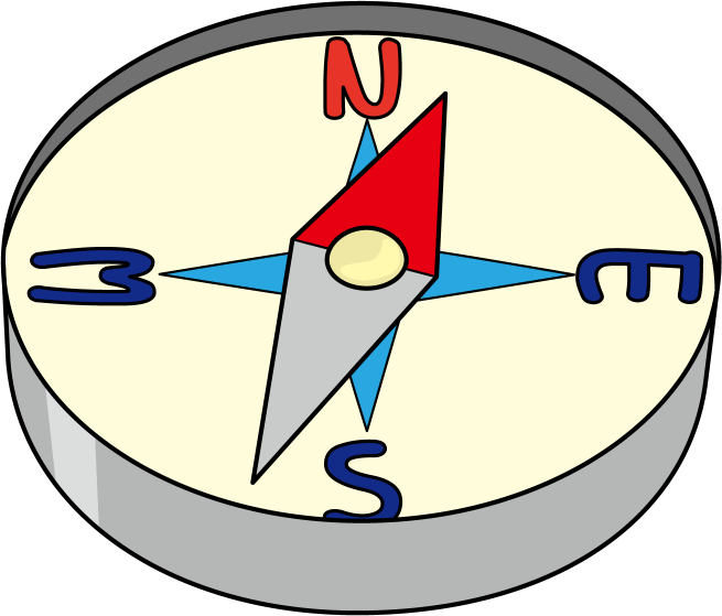 社会科No06針が北から少しずれている方位磁針イラスト
