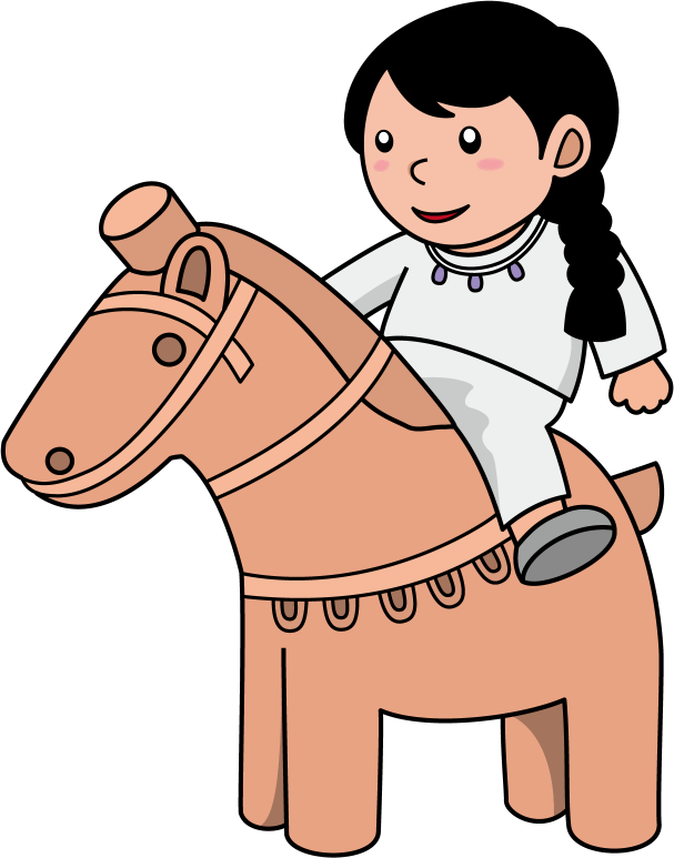 イラストポップ 学校のイラスト 社会科no25馬形埴輪に乗った古墳時代の女性の無料素材