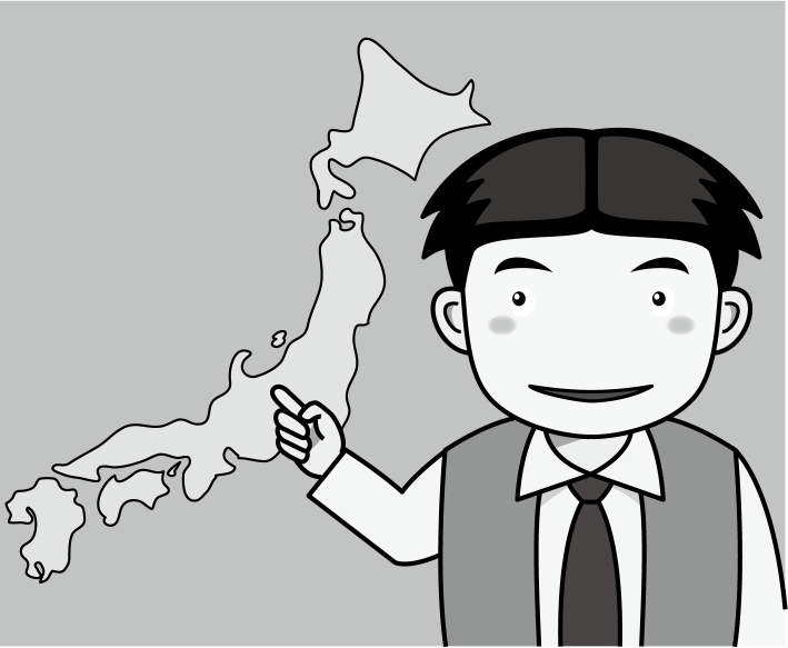 社会科No01日本地図を指差す男性の先生イラスト