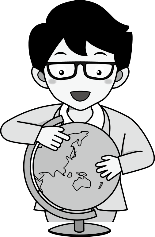 イラストポップ 学校のイラスト 社会科no05地球儀を使って説明する男の先生の無料素材