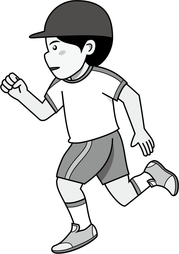 運動会No02徒競走で走る赤組の男の子イラスト