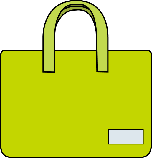 イラストポップ 学校のイラスト 学用品no07黄緑いろの手さげ袋の無料素材
