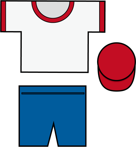 イラストポップ 学校のイラスト 学用品no11首回りと袖に赤色が入った体操服と赤白帽の無料素材