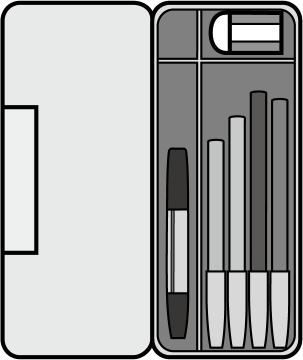 イラストポップ 学校のイラスト 学用品no開いた片面開きのマグネット式筆箱の無料素材