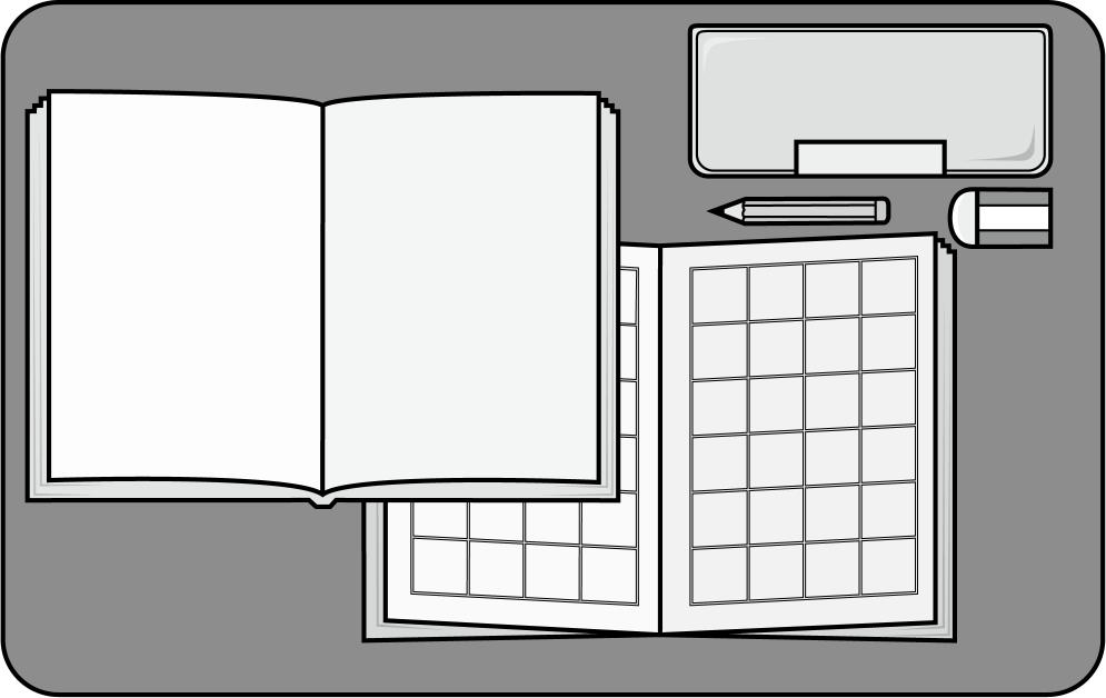 イラストポップ 学校のイラスト 学用品no21勉強用具を学習しやすい位置に置いた机の上 右利き用 の無料素材