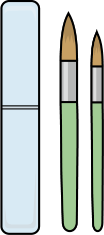 絵の具セットNo05大小二本の絵筆と筆入れイラスト