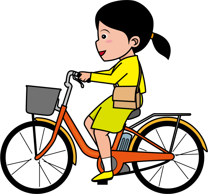 イラストポップ 学校のイラスト 家庭訪問no15自転車に乗って家庭を訪問する担任教師の無料素材