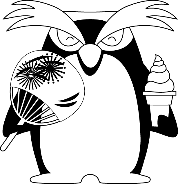 イラストポップの季節の素材 春夏秋冬の行事や風物のイラスト7月2 No21ペンギンの無料ダウンロードページ