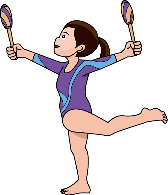 女子体操15 こんぼう の無料イラスト イラストポップのスポーツクリップアートカット集