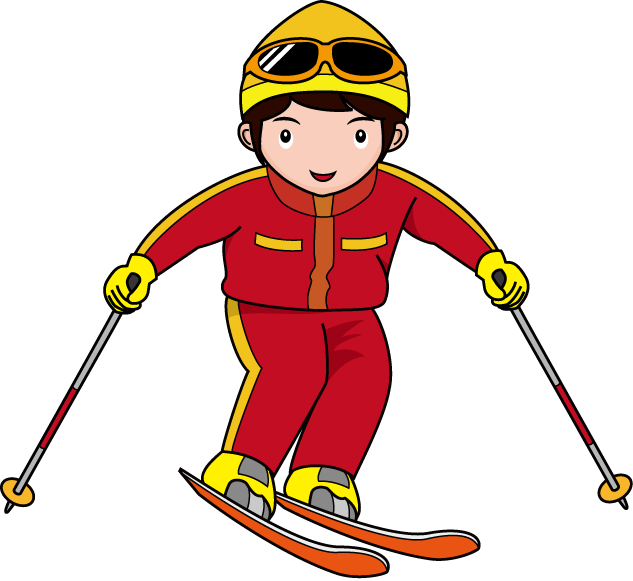 スキースノーボード03-スキーヤーの無料イラスト-イラストポップのスポーツクリップアートカット集