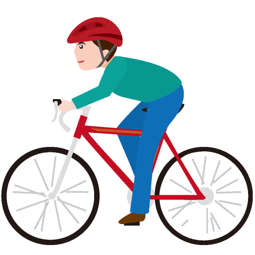 ヘルメットをかぶってスポーツタイプの自転車に乗る男性