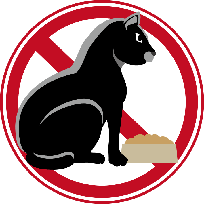 禁止マークと猫と餌