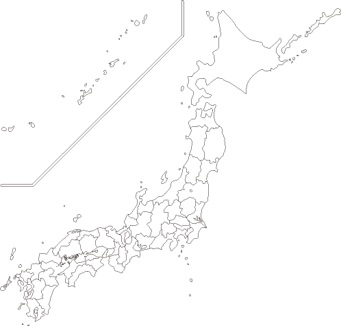都道府県境入りの日本白地図